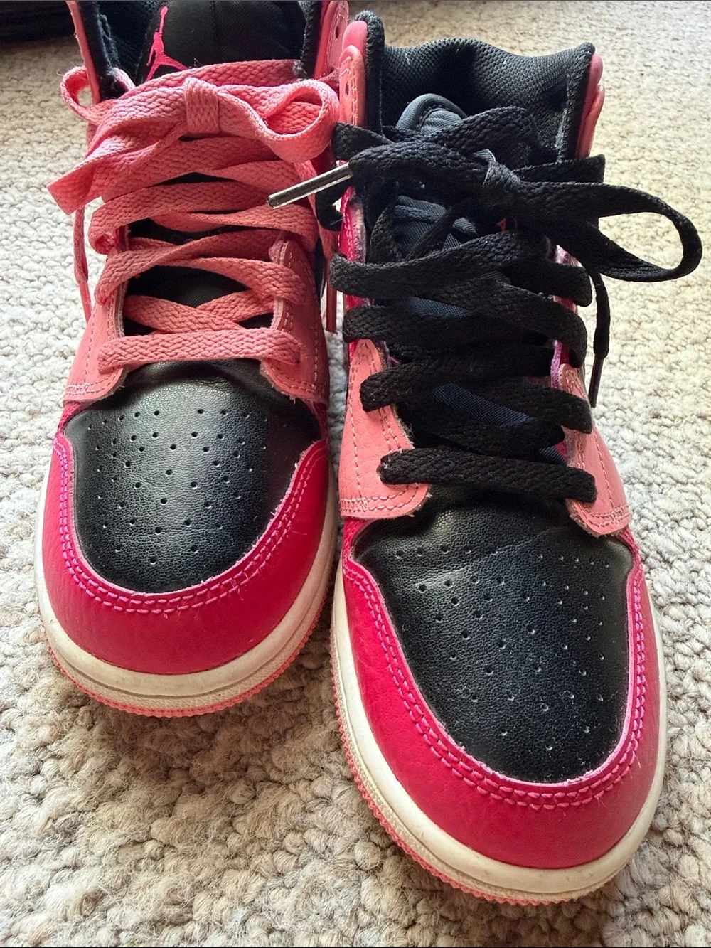 Jordan Kids' High-Top Sneakers in Pink and Black
